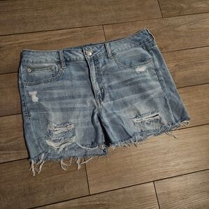American Eagle Outfitters Light Blue Distressed Jean Shorts